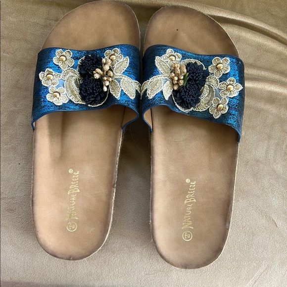 Nature Breeze Shoes - Floral Embellished Slides